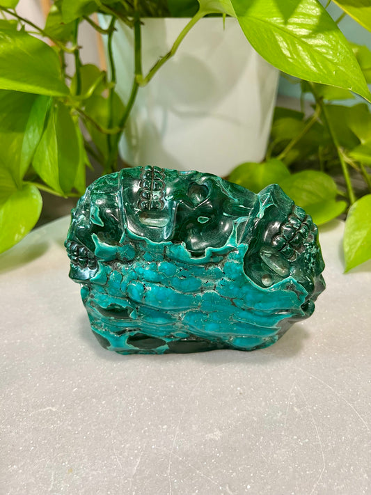 Malachite w/ Chrysocolla Abstract Stacked Skulls