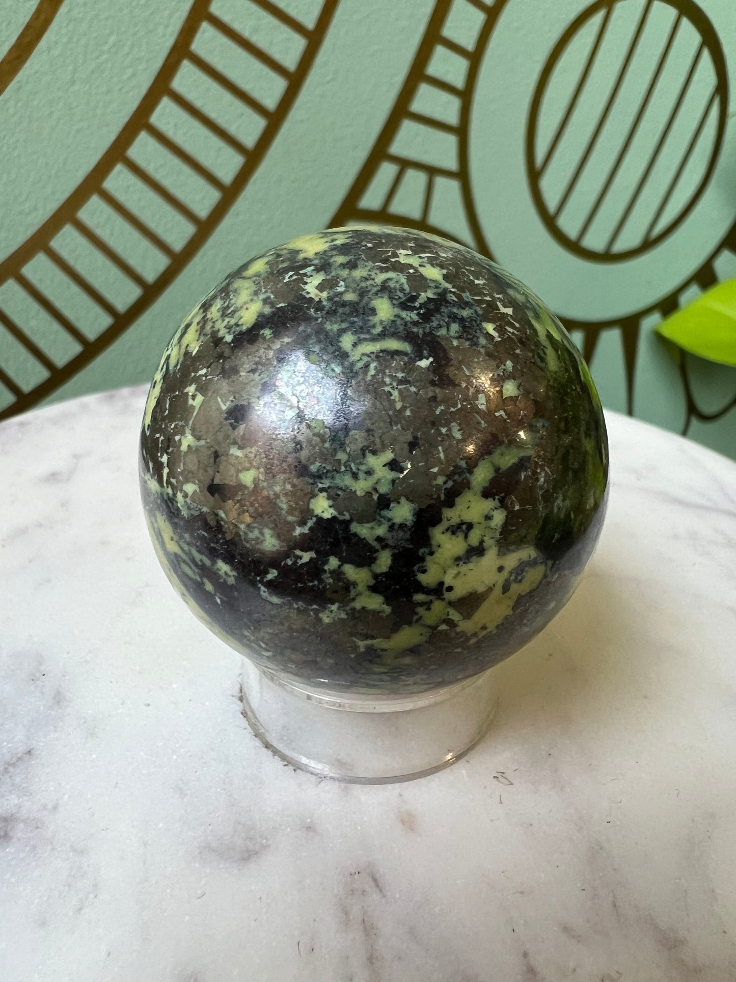 Serpentine with Pyrite Sphere