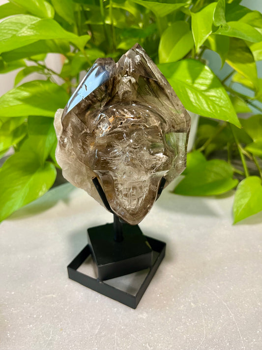 Elestial Quartz Skull on spinning stand