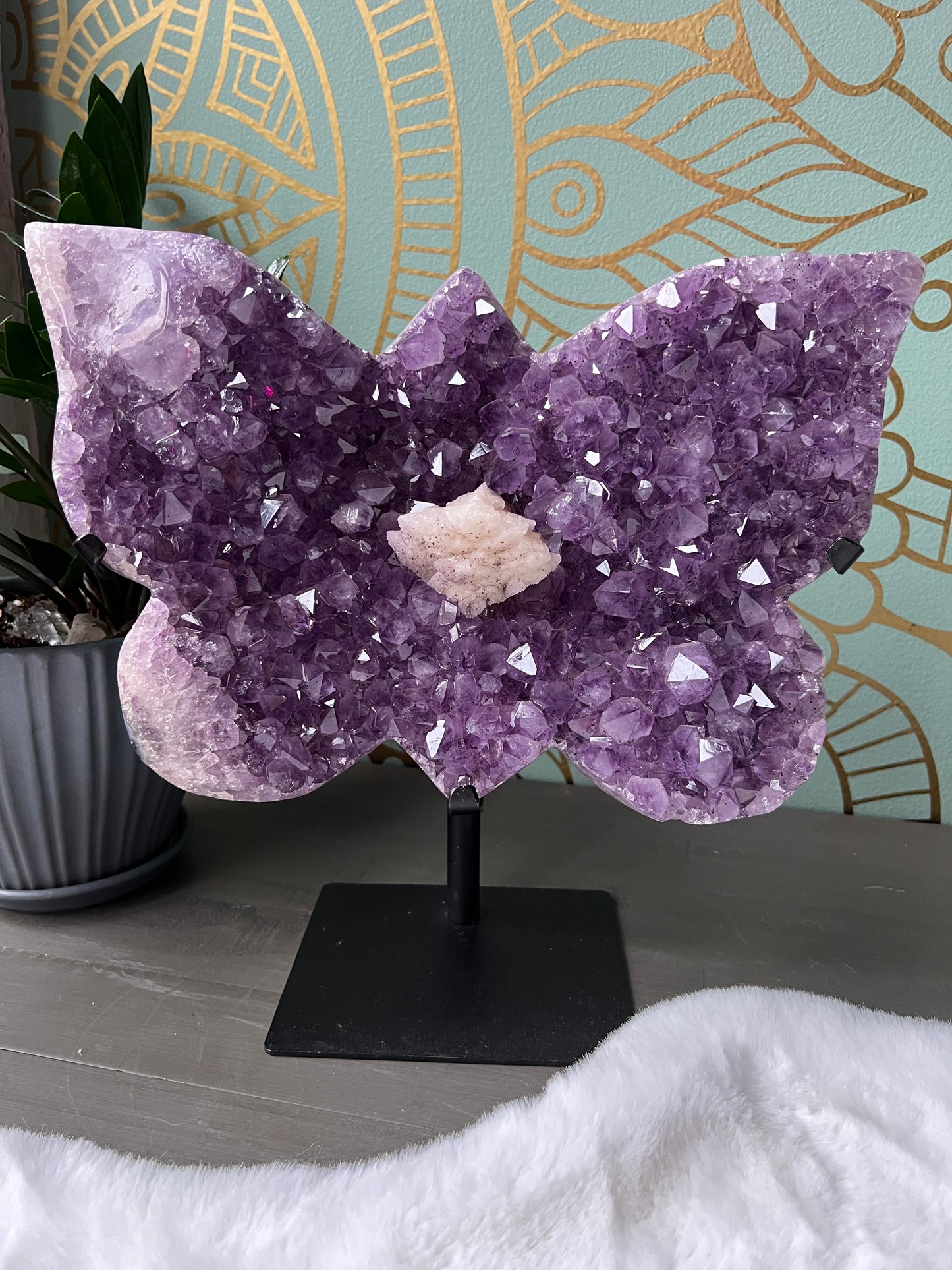 Amethyst with Calcite butterfly