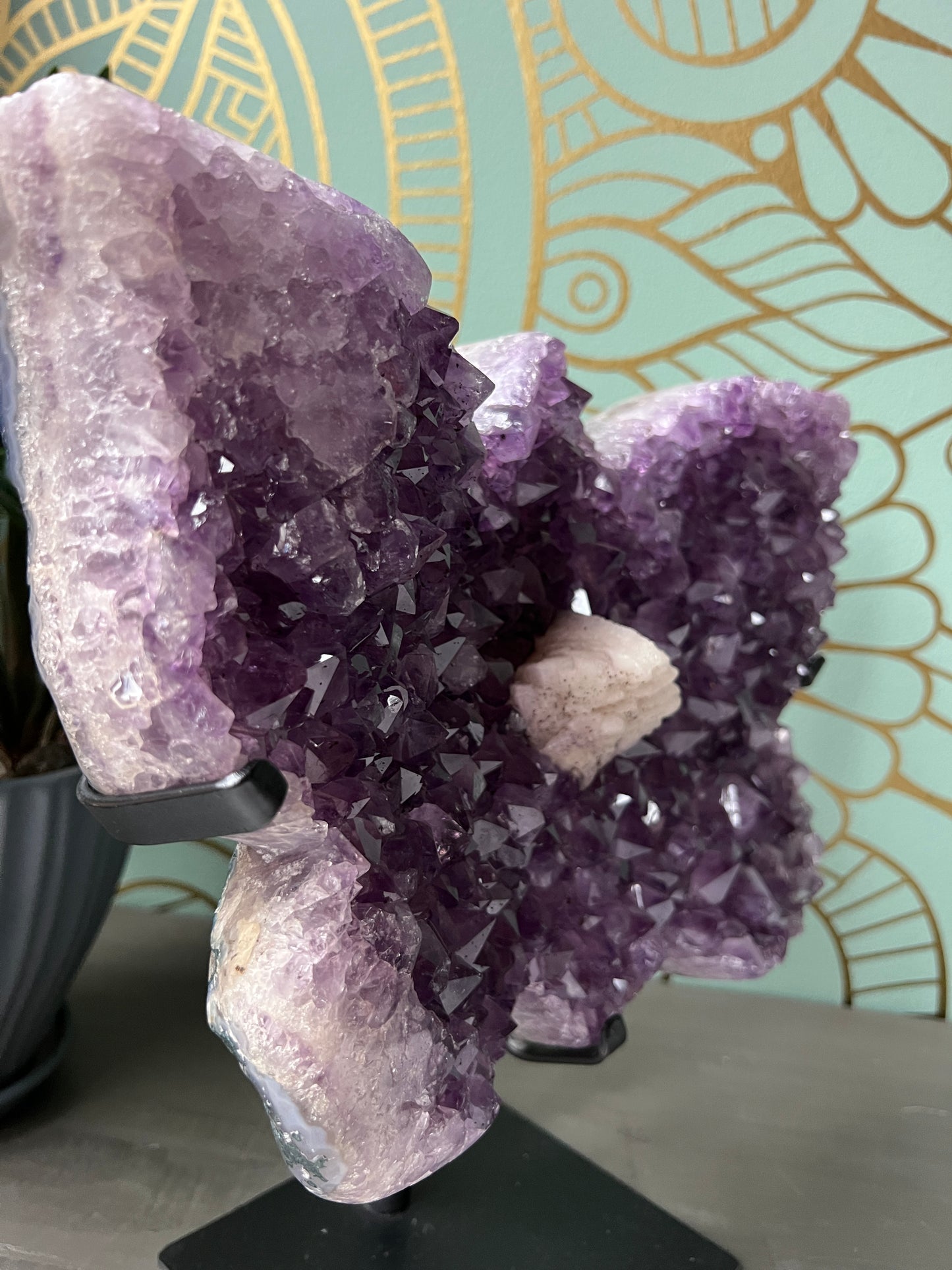 Amethyst with Calcite butterfly
